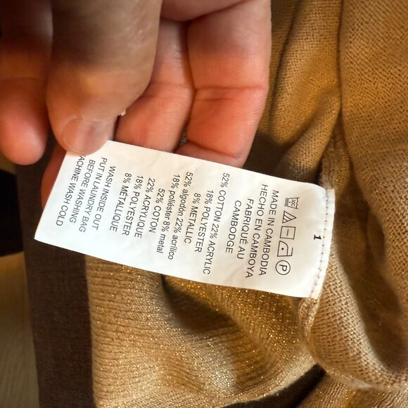 Michael Michael Kors Beige Long Sleeve Sweater With Button Accent Pockets Size X - Picture 8 of 8